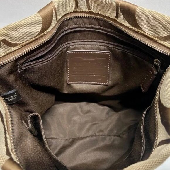 Coach Signature Stripe Crossbody Shoulder Bag F19220 Brown/Tan Classic Jaquard - Picture 13 of 15